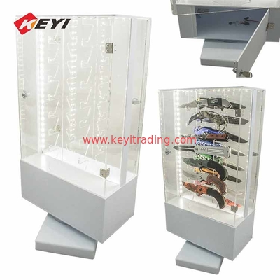 Counter Top Rotating Clear Acrylic Knife Display Case With Lock