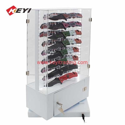 Counter Top Rotating Clear Acrylic Knife Display Case With Lock