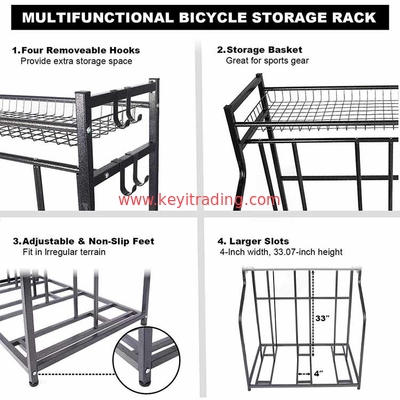 floor standing Black Metal Bicycle Stand Garage 3 Bike Storage Rack