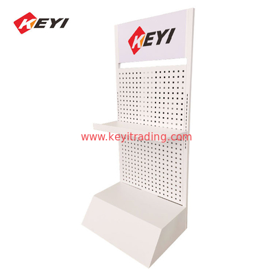 Removable White Metal Floor Energy Storage Stand Motor Oil Display Rack
