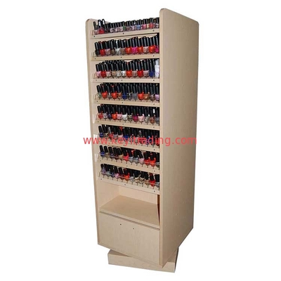 China Factory Custom Retail Store Wood Rotating Nail Polish Display Rack