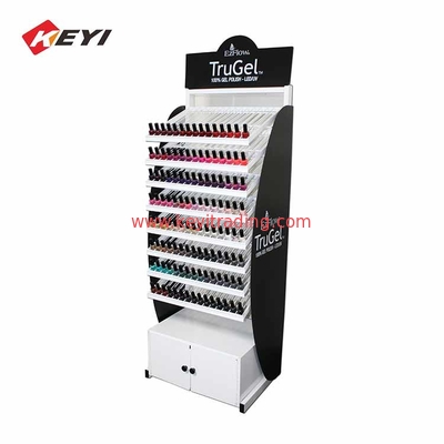 Custom Store makeup display rack Metal Nail Polish Shelf With Storage Drawer