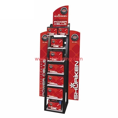 Custom High Quality Floor Standing Metal Car Battery Stand Battery Display Rack