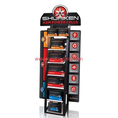 Custom High Quality Floor Standing Metal Car Battery Stand Battery Display Rack