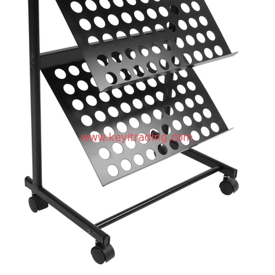 Custom Durable 5 Tier Metal Shelves Magazin Rack Magazine Display Dtand With Wheel
