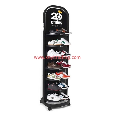 Made In China OEM Double Sided Slat Wall Retail Shoe Display Rack With 4 Wheel