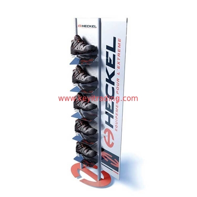 Made In China OEM Double Sided Slat Wall Retail Shoe Display Rack With 4 Wheel