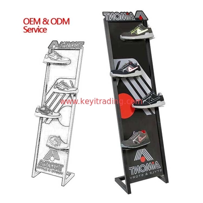 Made In China OEM Black Powder Coating Metal 4 Shoe Stand Display