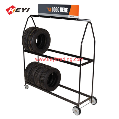 Factory Custom Metal Rolling Tire storage Cart Tire Display Stand Mobile Tire Rack