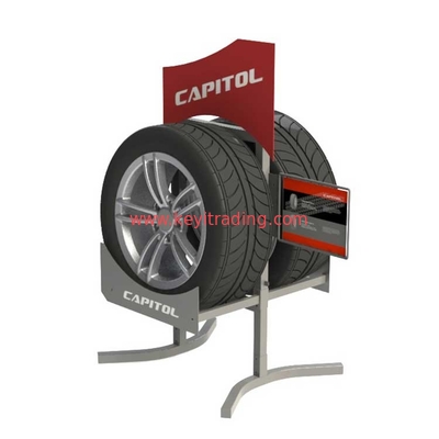 Wholesale Custom Floor Standing 2 way tyre rack Metal Tire Display Stand
