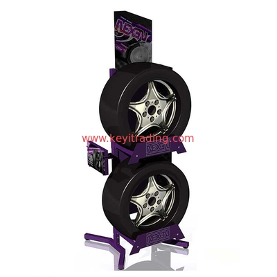 Wholesale Custom Floor Standing 2 way tyre rack Metal Tire Display Stand