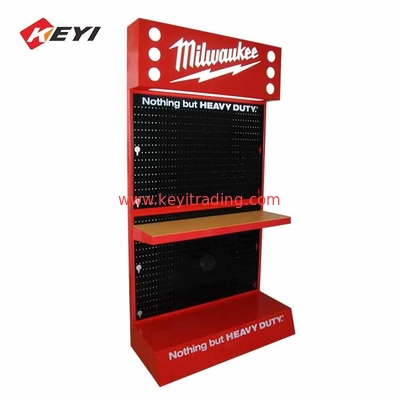 Custom Design POP Red Powder Coating Floor Stand Hanging Hand Tool Display Rack - Double Sided