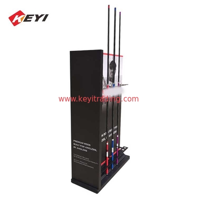 Metal And Wooden materials floor standing Fishing Rod Display Stand