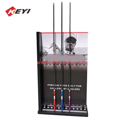 Metal And Wooden materials floor standing Fishing Rod Display Stand
