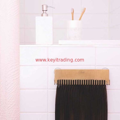 Hot Sale Custom Logo Salon Wall Mounted Gold Metal Wig Shelf Hair Stand Rack Display Hair Extension Holder