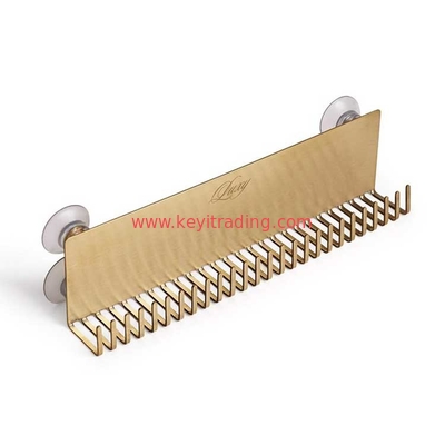 Hot Sale Custom Logo Salon Wall Mounted Gold Metal Wig Shelf Hair Stand Rack Display Hair Extension Holder