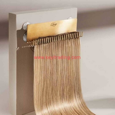 Hot Sale Custom Logo Salon Wall Mounted Gold Metal Wig Shelf Hair Stand Rack Display Hair Extension Holder
