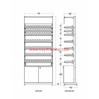 Supermarket Metal Shelves Smoke Shop Tobacco Cigarette Display Stand With Storage Cabinet