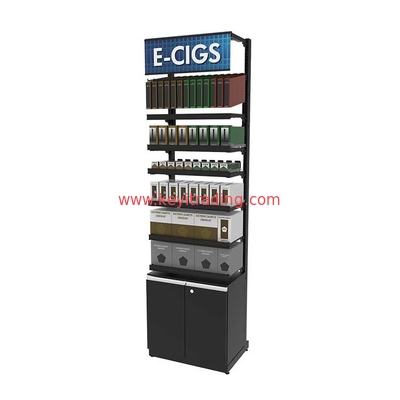 Powder Coating Black Metal Adjustable shelves Electronic Cigarette Display Stand For E-Cigarette
