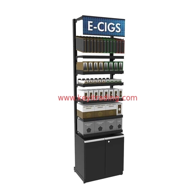 Powder Coating Black Metal Adjustable shelves Electronic Cigarette Display Stand For E-Cigarette