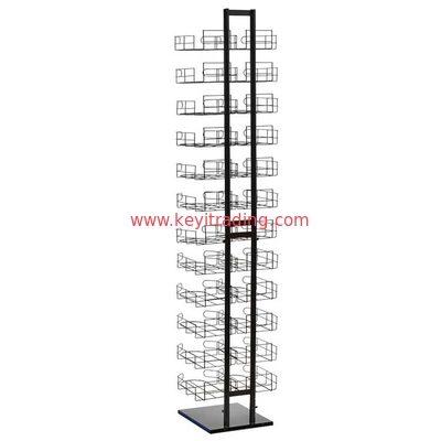 Floor Standing Metal Tower Hat Display stand with 12 wire cap Shelves