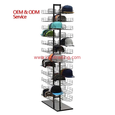 Free Standing Double Sided Metal Wire Baseball Cap Shelves Floor Hat Display Rack