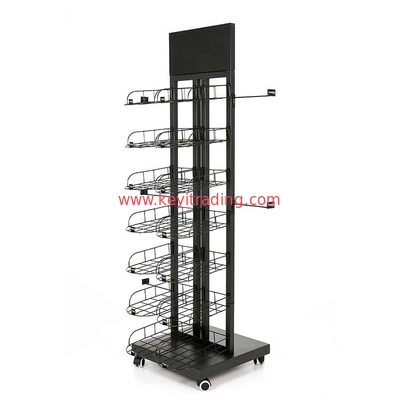 High Quality 2 Way Black Floor Metal Display Rack For Baseball Hat