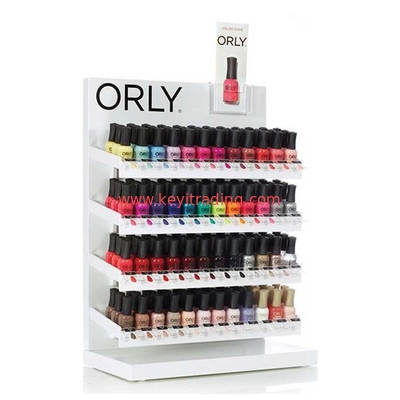 Custom Logo Counter Top 3 4 5 Tier White Metal Shelves Nail Polish Display Stand