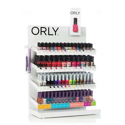 Custom Logo Counter Top 3 4 5 Tier White Metal Shelves Nail Polish Display Stand