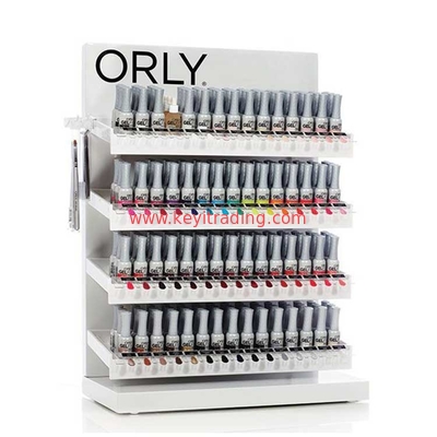 Custom Logo Counter Top 3 4 5 Tier White Metal Shelves Nail Polish Display Stand