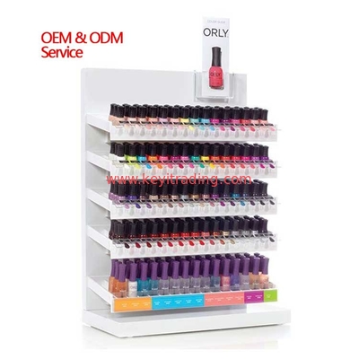Custom Logo Counter Top 3 4 5 Tier White Metal Shelves Nail Polish Display Stand