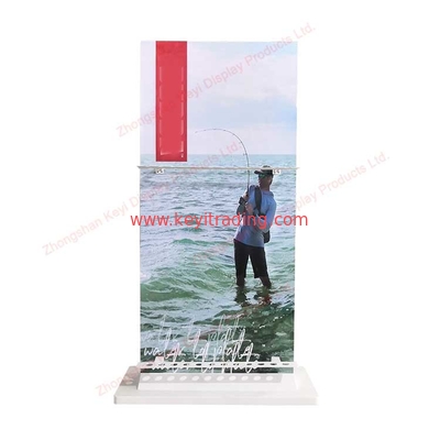 Floor Standing Double Sided 24 Holes Fishing Rod Rack Display Stand With Graphic Printing