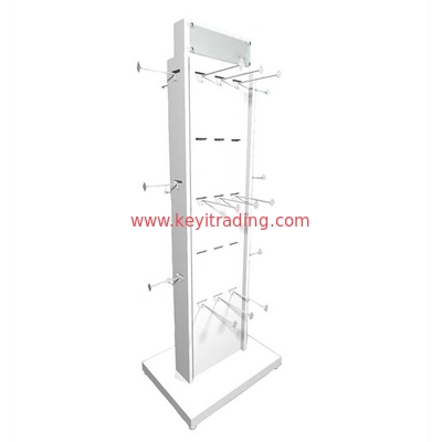 Customized Floor Standing Wooden 4 Way Hanging Sock Display Rack With Hooks