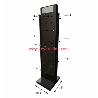 Customized Floor Standing Wooden 4 Way Hanging Sock Display Rack With Hooks