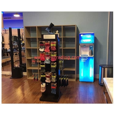 Customized Floor Standing Wooden 4 Way Hanging Sock Display Rack With Hooks