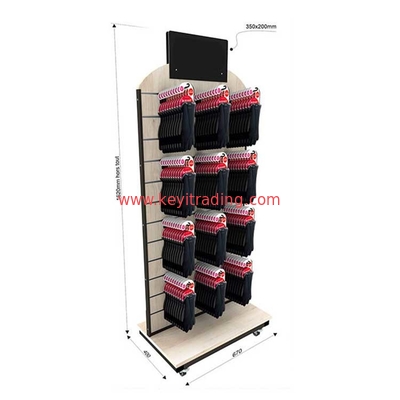 Custom Design Retail Store Wooden Sock Display Stand Floor Slatwall Display