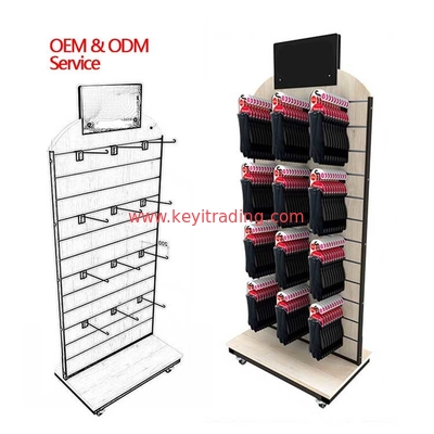 Custom Design Retail Store Wooden Sock Display Stand Floor Slatwall Display