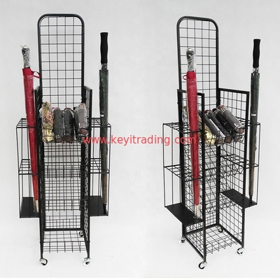 Customized Pop Pos Floor Umbrella Stand Metal Wire Basket Display Rack