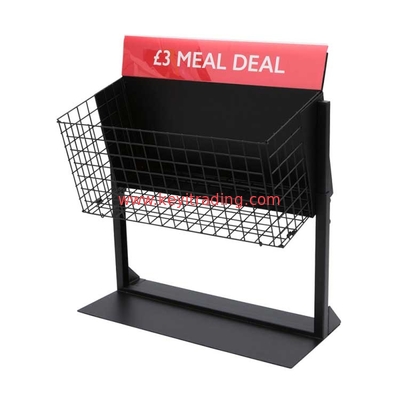 Height Adjustable Metal Wire Dump Bin Merchandiser Stand Snack Display Rack