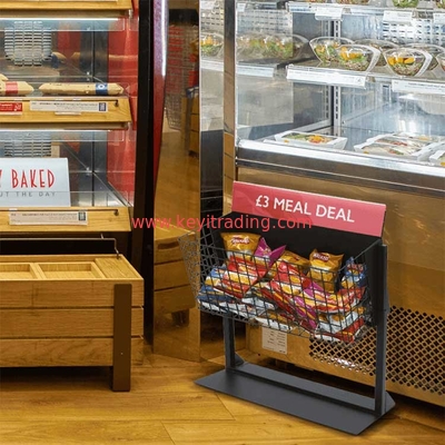 Height Adjustable Metal Wire Dump Bin Merchandiser Stand Snack Display Rack