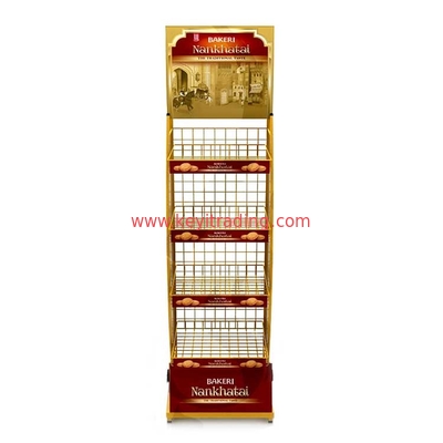 OEM POP Snack Rack Metal Floor Display - 4 Wire Shelves, 2 Caster