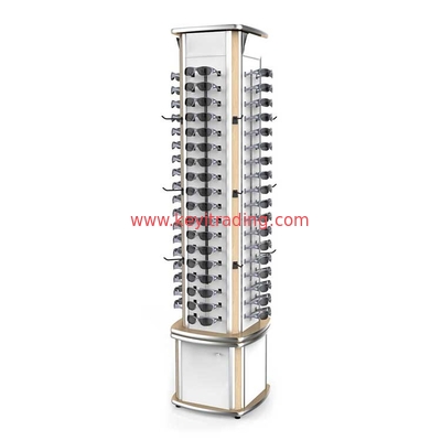 Customized Optical Shop Wooden Rotating 4 Sided Sunglasses Display Stand