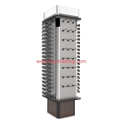 Customized Optical Shop Wooden Rotating 4 Sided Sunglasses Display Stand