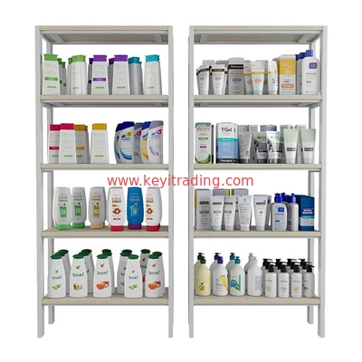 Floor Makeup Stand Retail Store Cosmetics Display Rack - 4 Wood Shelf
