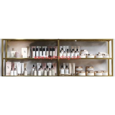 Boutique Makeup Store Gold Shelve Floor Stand Cosmetics Display