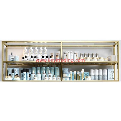 Boutique Makeup Store Gold Shelve Floor Stand Cosmetics Display