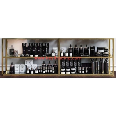 Boutique Makeup Store Gold Shelve Floor Stand Cosmetics Display