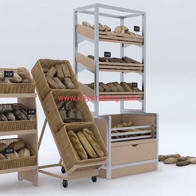 Supermarket Shelves Floor Bread Rack Display Stand Custom Bakery Display