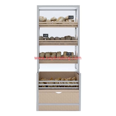 Supermarket Shelves Floor Bread Rack Display Stand Custom Bakery Display