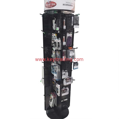 Floor Metal Pegboard Stand Rotating Cell Phone Accessory Display